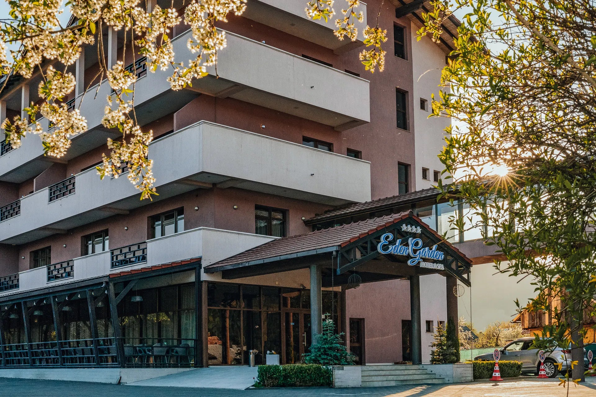 The exterior of the Eden Garden Hotel